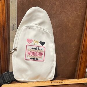 White Sling Bag with Embroidered Design
